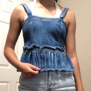 denim peplum tank top